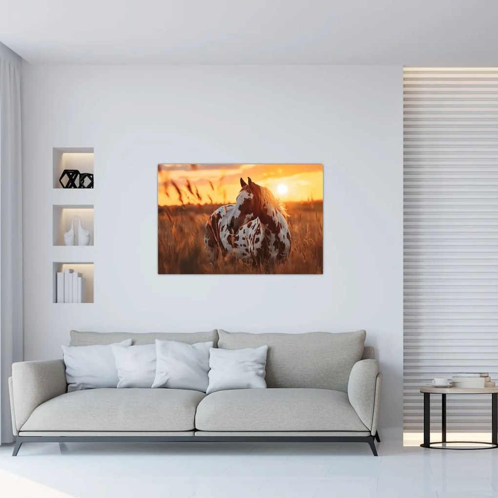 Kép - Ló naplementében (90x60 cm)