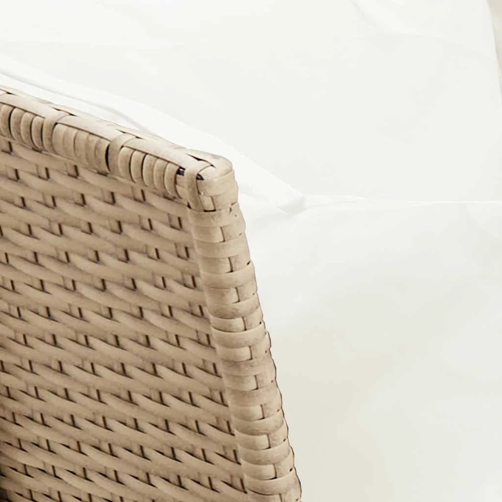 bézs polyrattan kerti kanapé párnával