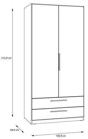MARO gardróbszekrény 100x213 cm, artisan tölgy