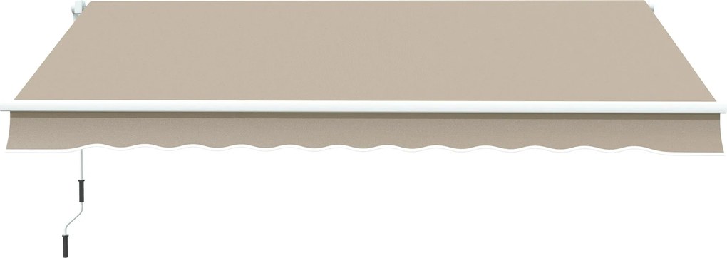 Outsunny Kézi Kihúzható Kasszette Napernyő, 3,95m Kézi Karral, Erkély Napernyő, Fali Szerelésű, Alumínium, Fehér+Beige, 395 x 245 cm | Aosom
