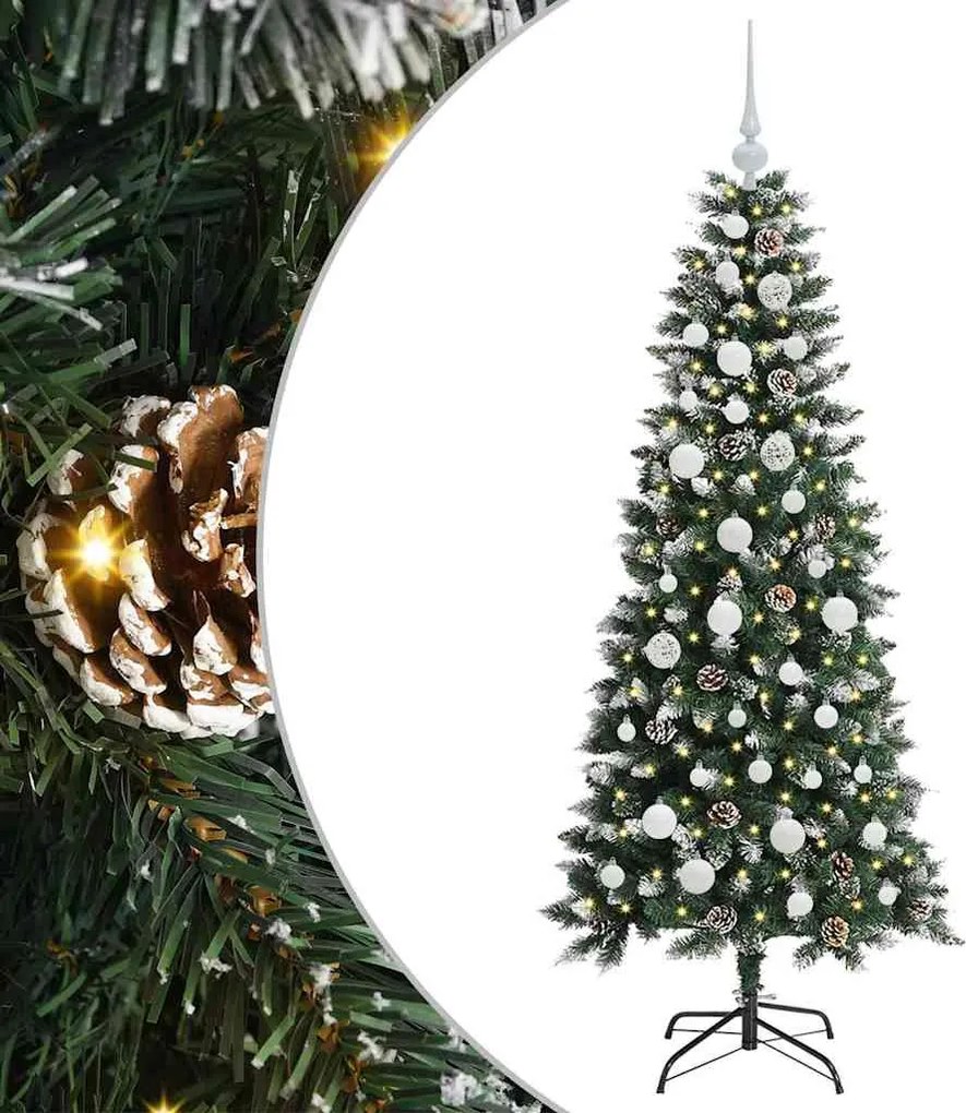 vidaXL Mű karácsonyfa 150 LED-del Zöld 150 cm PVC és Műanyag és Acél