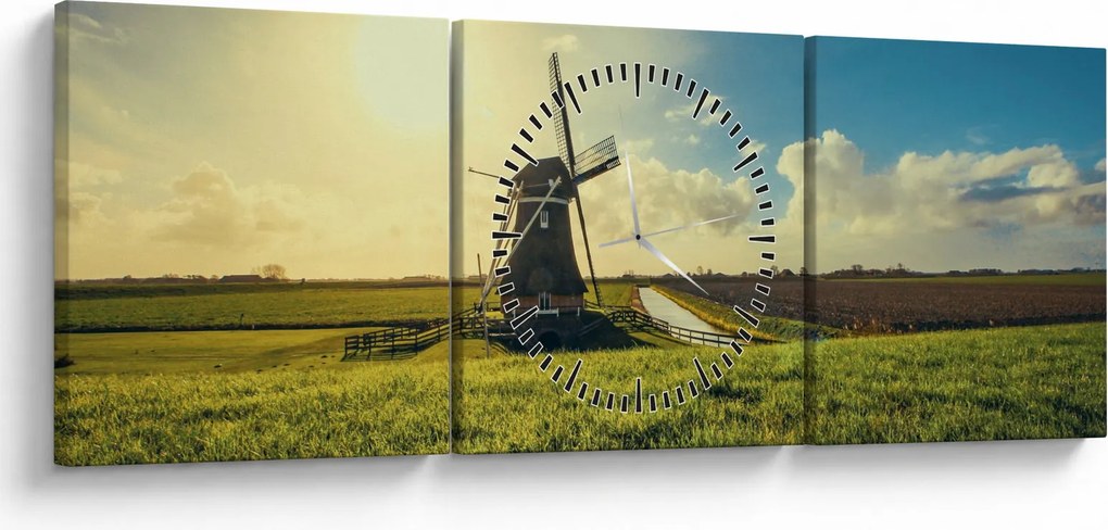 Kép - Szélmalom (órával) (90x30 cm)
