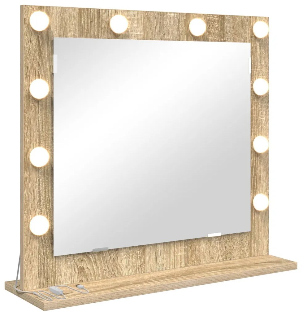 LED világítással rendelkező sminktükör Sonoma tölgy 60x55x18 cm