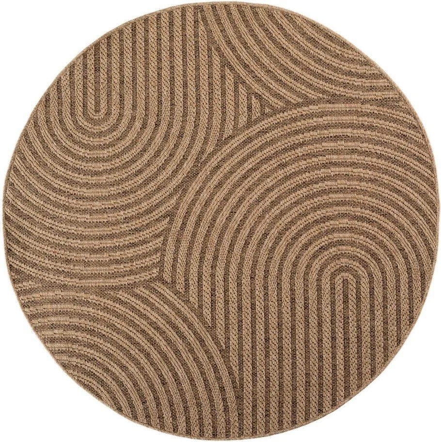 Barna kerek kültéri-beltéri szőnyeg ø 80 cm Timber 1401 – Ayyildiz Carpets