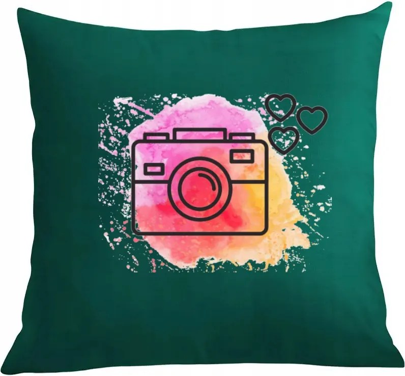 Párna párnahuzat Fényképezőgép színes háttérrel