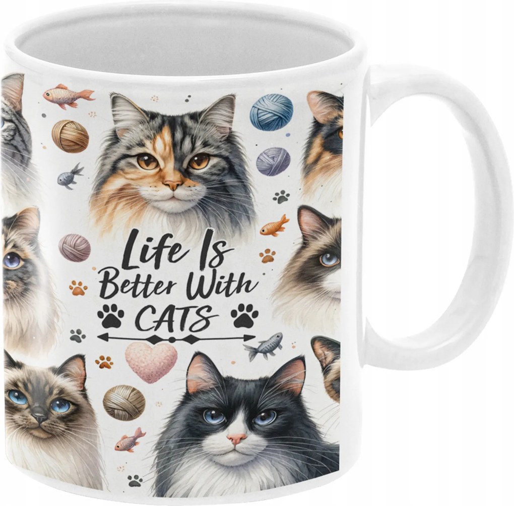 Macska Bögre Macskákkal Vicces Születésnapi Ajándék 330ml Csomagolás