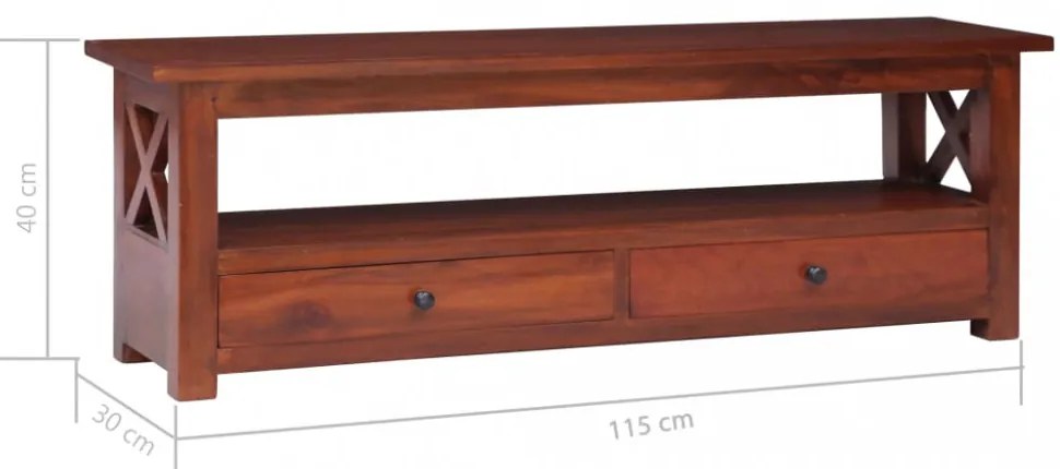 tömör mahagóni TV-szekrény 115 x 30 x 40 cm