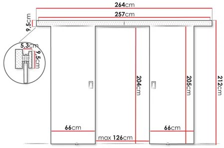 Tolóajtó Jowenton Duo 132 (sötét kőris) . 1104641