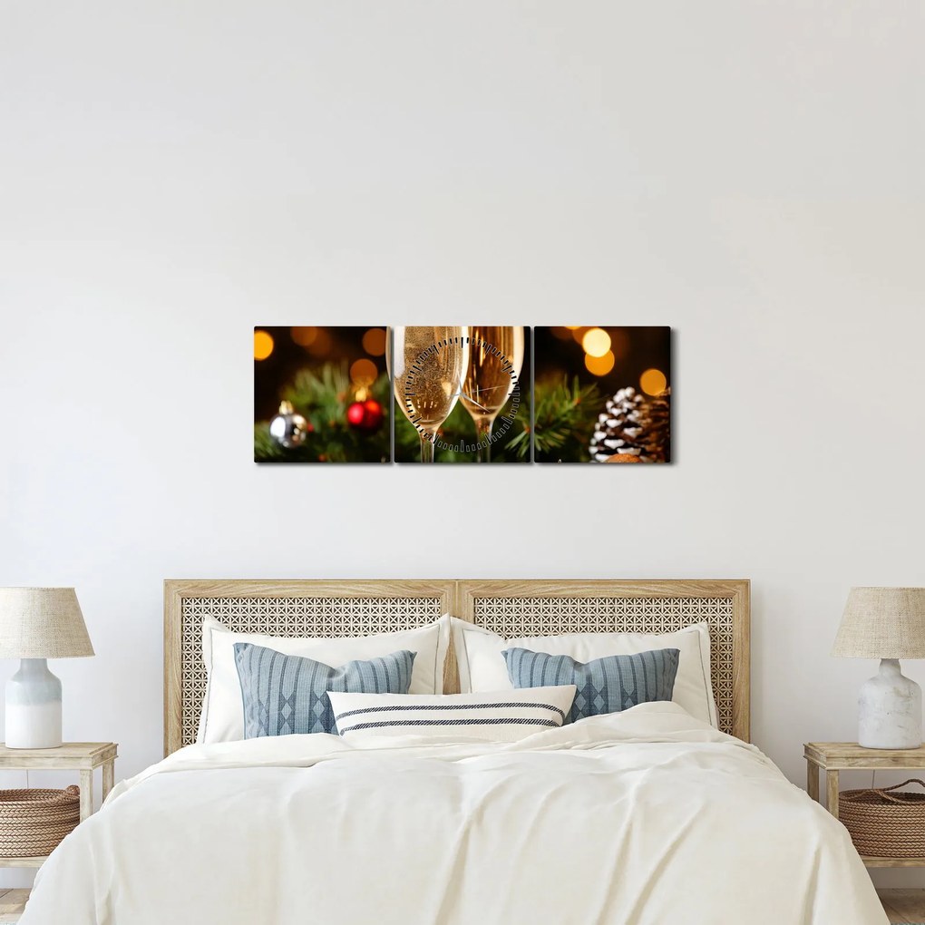 Kép - Egy pohár pezsgő (órával) (90x30 cm)