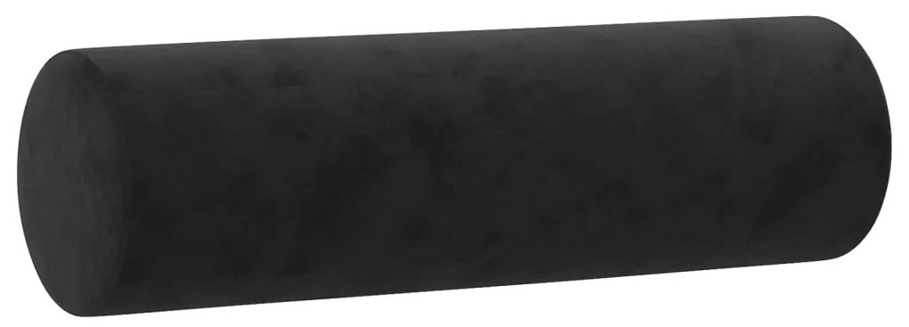 2 db fekete bársony díszpárna Ø15x50 cm