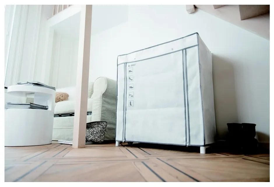 Shoes fekete-fehér textil cipőtartó állvány, 25 rekesz - Compactor