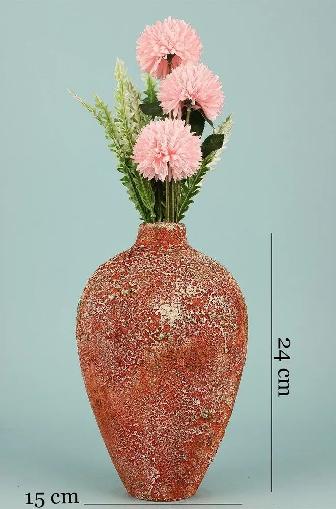 YL742 Patina kerámia váza, piros