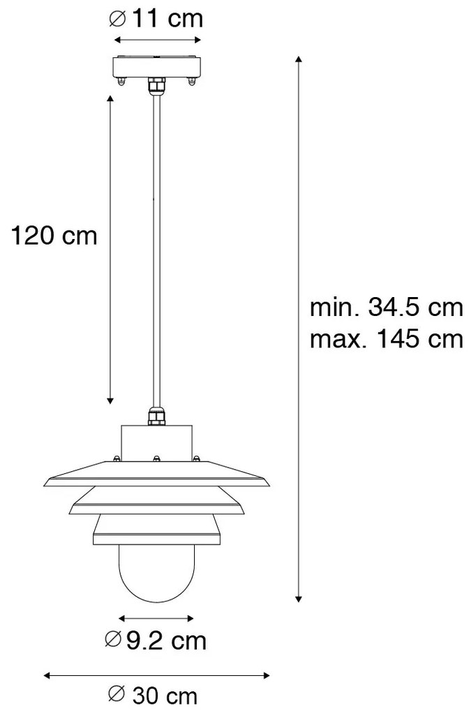 Design kültéri függőlámpa fekete IP44 - Morty