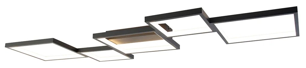 Mennyezeti lámpa fekete, beépített LED-del, 3 fokozatú fényerő-szabályzóval, 5 lámpás - Lejo