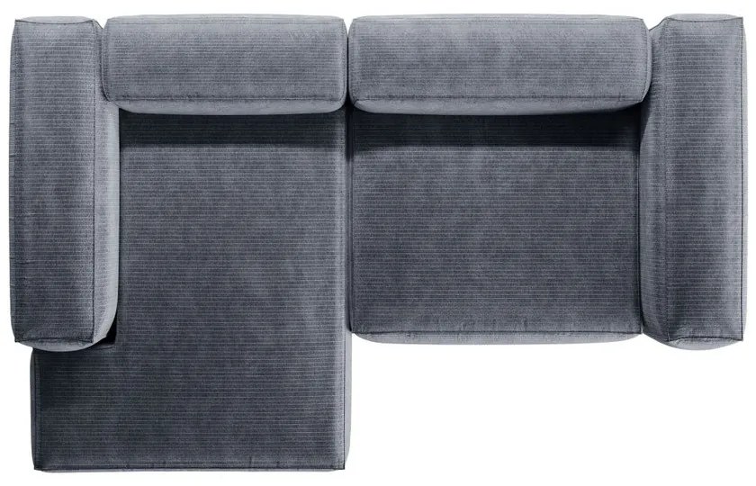 Szürkéskék kordbársony sarokkanapé (bal oldali-heverő résszel) Bergamo – Cosmopolitan Design