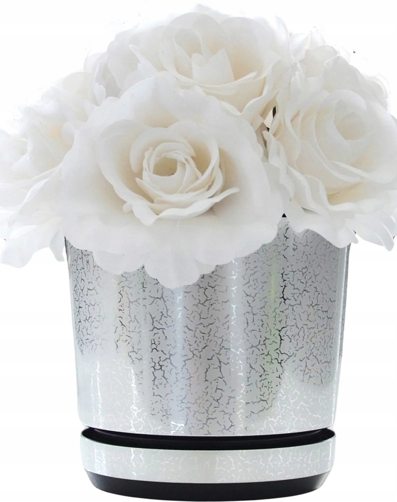 12 Virágcserép állvánnyal Zúzott Ezüst finom csillogás orchidea