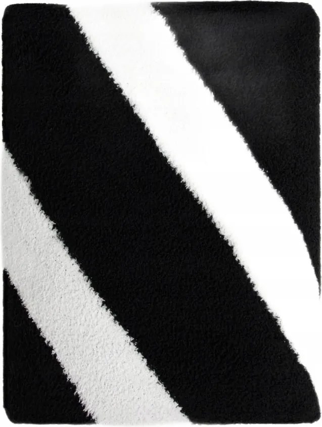 Kobe vastag jacquard takaró fekete-fehér csíkokkal 130x170cm Homla