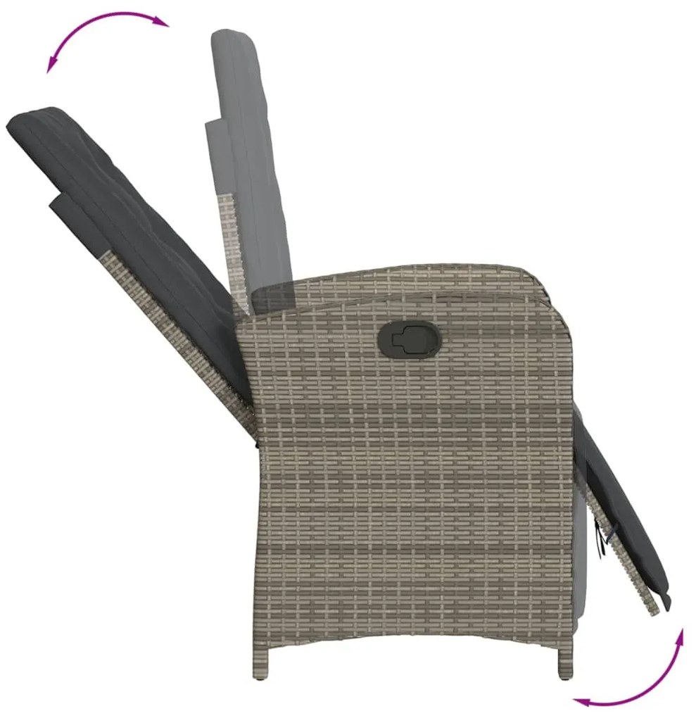 3 részes szürke polyrattan bisztrógarnitúra párnákkal
