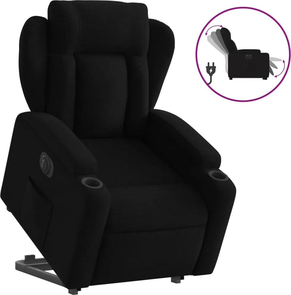 vidaXL elektromos felállást segítő fekete szövet dönthető fotel