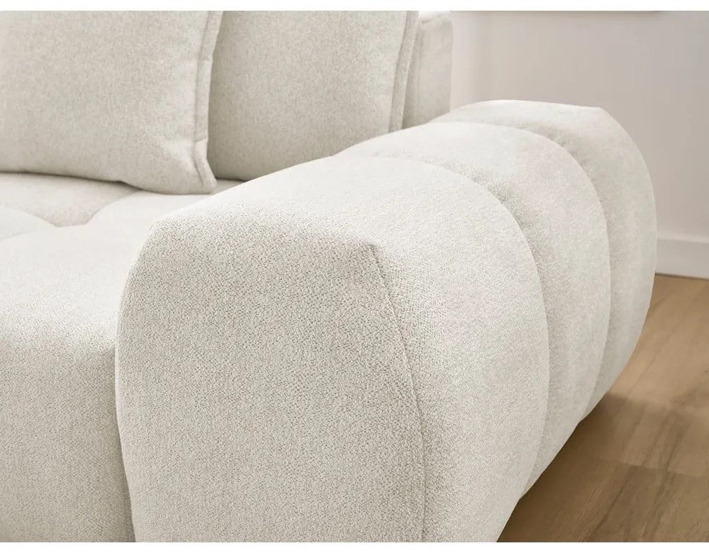 Fehér zsenília kinyitható-tárolóhelyes sarokkanapé (bal oldali-heverő résszel) Everest – Bobochic Paris