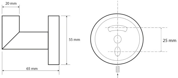 Sapho - Falra szerelhető kampó X-ROUND 5,5x6,5 cm fekete