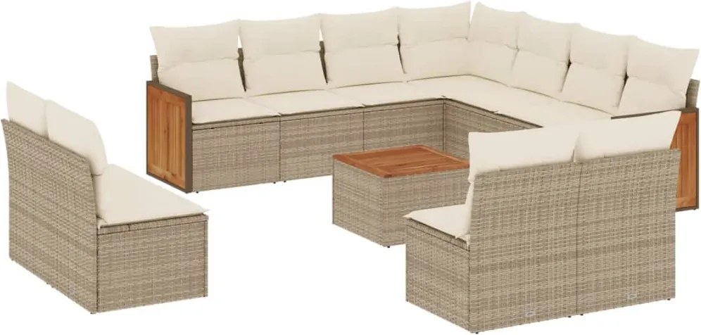 vidaXL 12 részes bézs polyrattan kerti ülőgarnitúra párnákkal