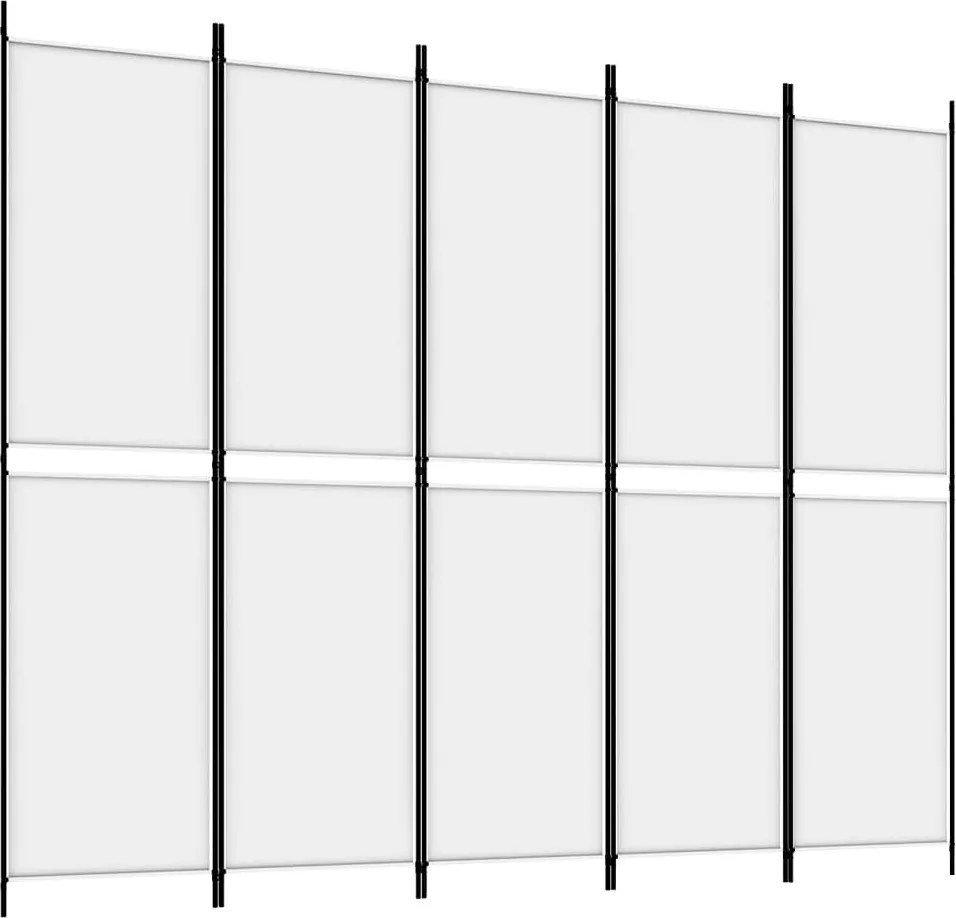 vidaXL fehér 5 paneles paraván 250x200 cm szövet