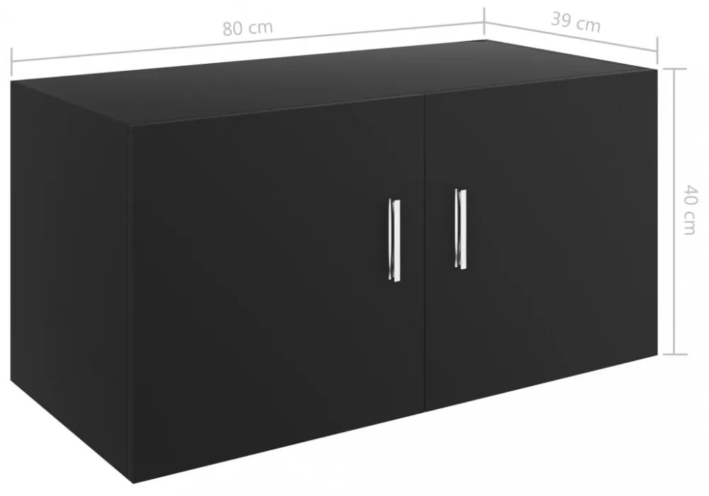 fekete szerelt fa falra szerelhető szekrény 80 x 39 x 40 cm