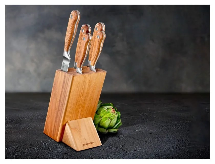 Kés készlet tartóval 5 db-os Feelwood – Tescoma