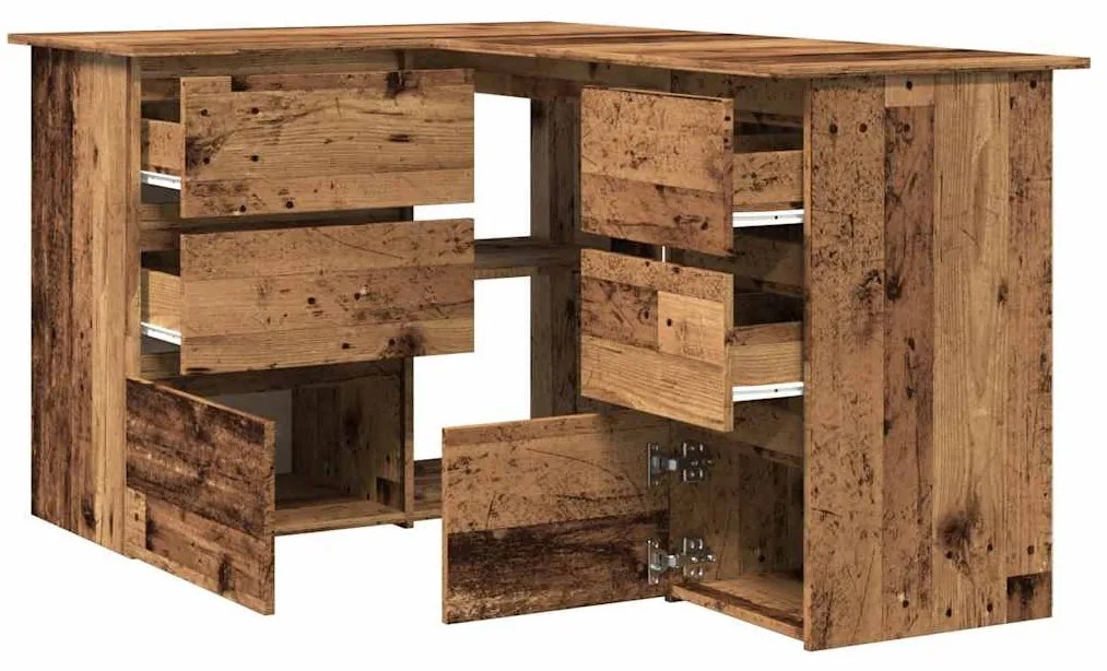 sarokasztal Régi fa 145x100x76 cm Gépelt fa