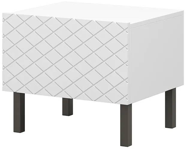 Scalia II 50 1SZ éjjeliszekrény készlet 2 db - fehér matt / fekete lábak