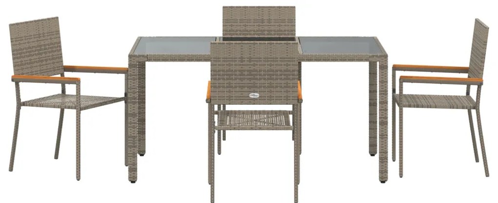 Kert étkező szett 5 pcs Szürke 150 x 90 x 75 cm polirattan