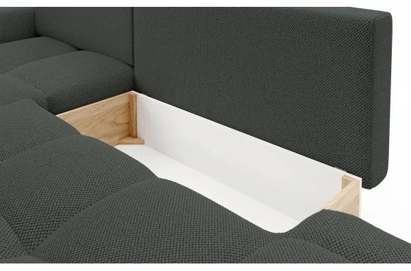 Ágyazható, kárpitozott L alakú sarokülőgarnitúra tárolóval ALMADA, balos, antracit