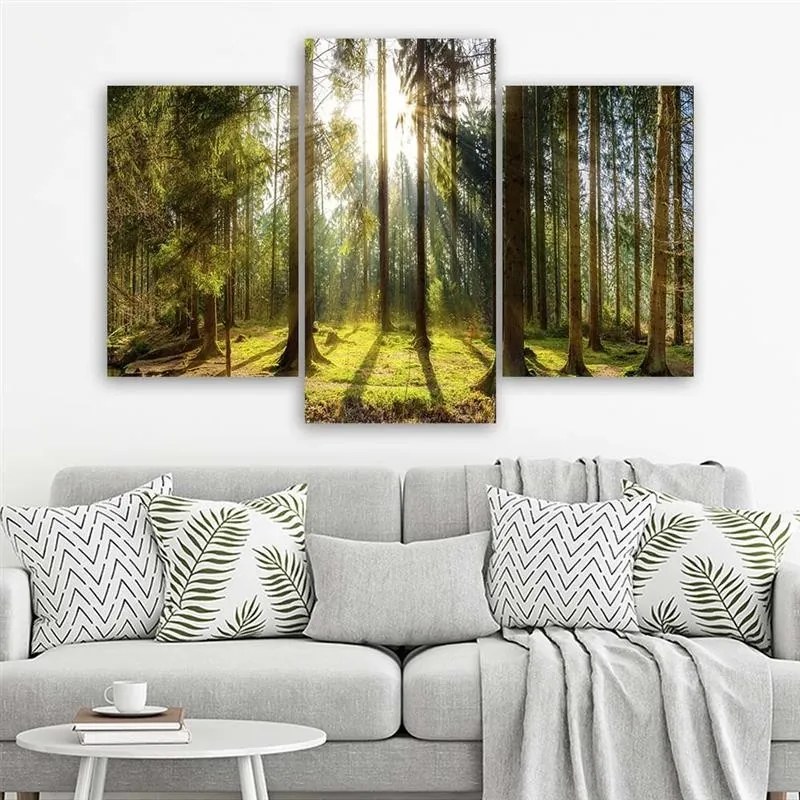 Gario Vászonkép Egy napsütéses nap az erdőben - 3 részes Méret: 120 x 80 cm