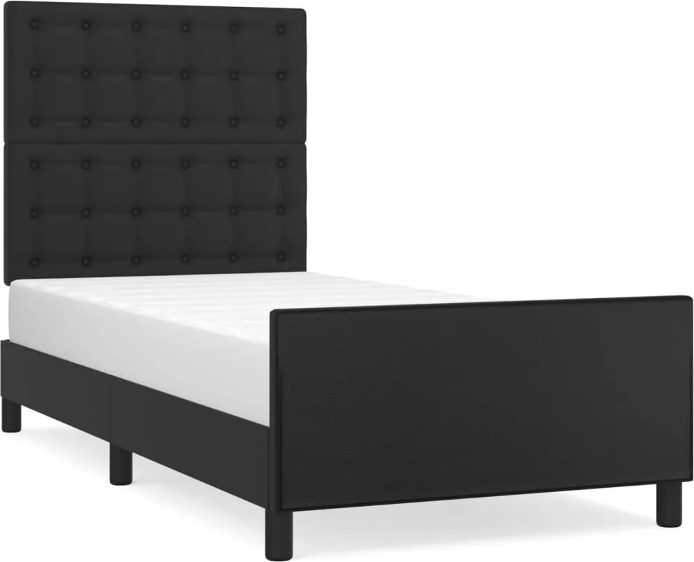 vidaXL fekete műbőr ágykeret fejtámlával 90x190 cm