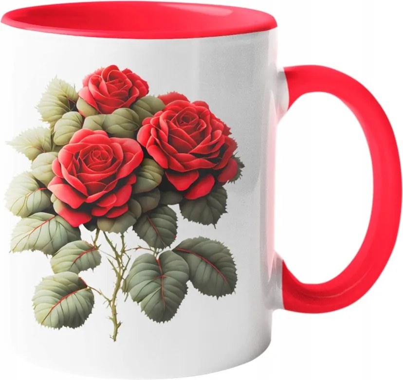 Eredeti Bögre Csokor Piros Rózsa Virágok Kerámia 330ml.