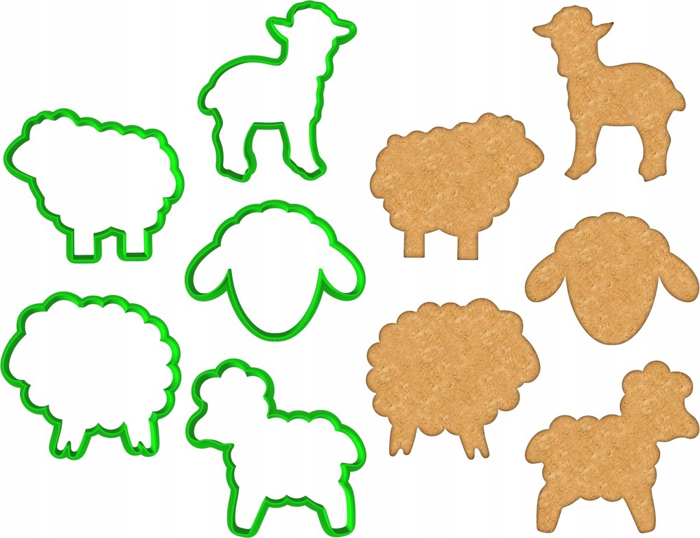 5x Húsvéti mézeskalács formák Húsvéti Bárányok szett XL 5db