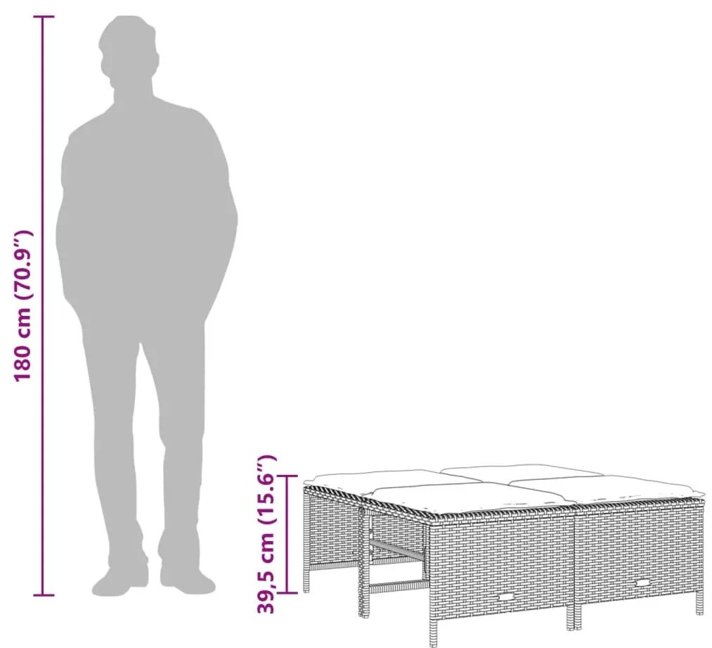 4 db szürke polyrattan kerti szék párnákkal