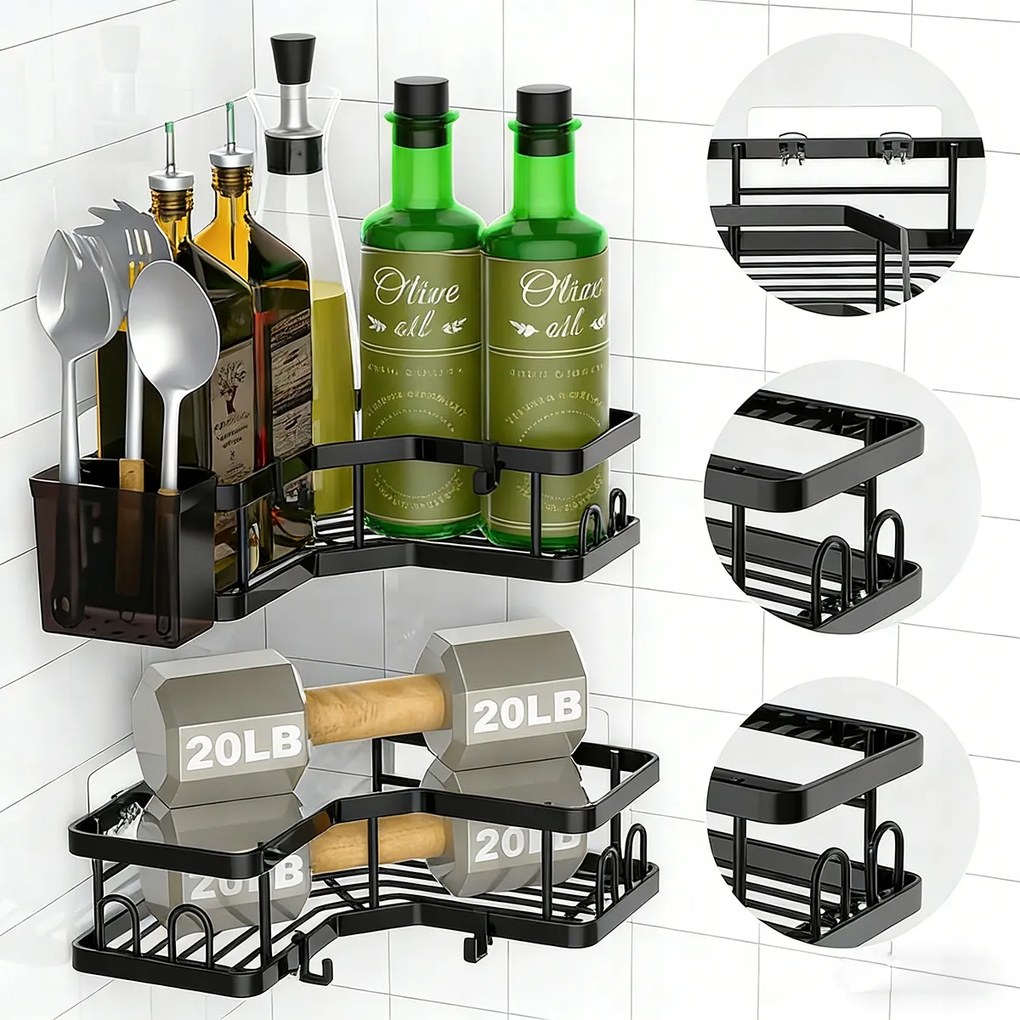 Fürdőszoba Polc Akasztós Sarok Zuhany Öntapadós Loft 2 Db