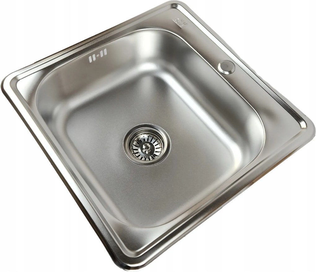 Konyhai mosogató, egy medencés, szatén felületű, 48x48x20cm Szifon Ingyen