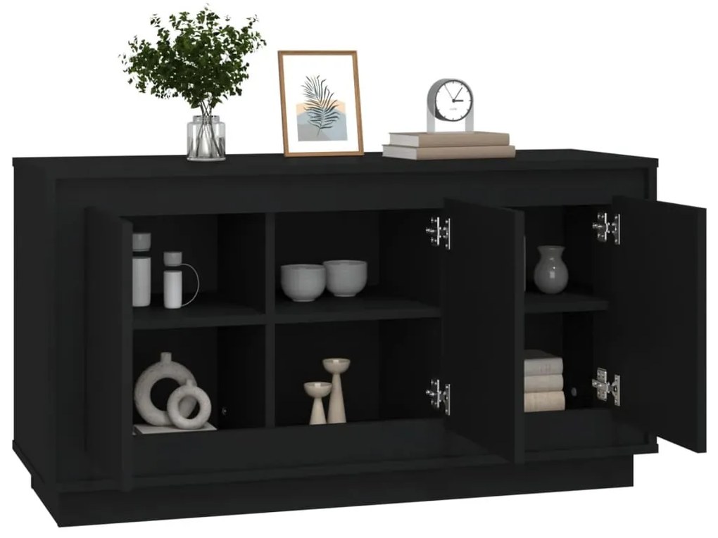 fekete szerelt fa tálalószekrény 102x35x55 cm