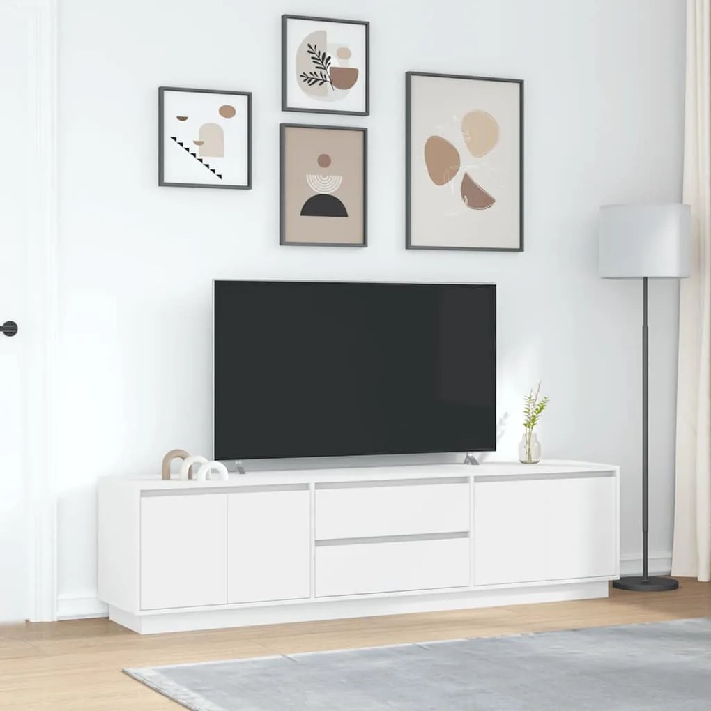 fehér TV-szekrény LED-lámpákkal 193,5x41x50 cm