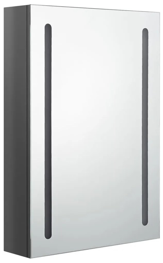 fényes szürke LED-es tükrös fürdőszobaszekrény 50 x 13 x 70 cm