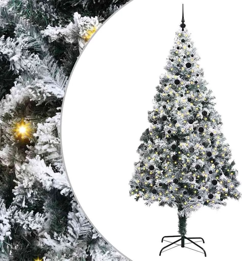 vidaXL Mű karácsonyfa 300 LED-del Fehér 240 cm PVC és Acél és Műanyag