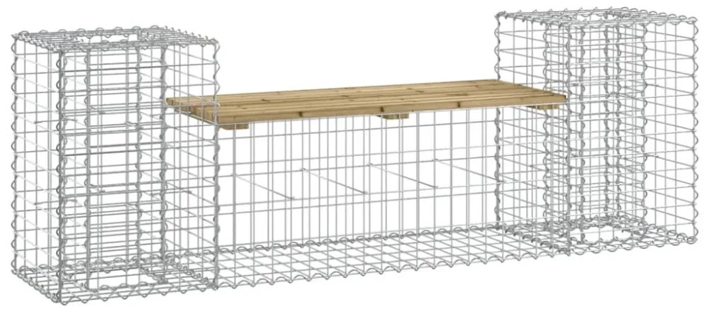 tömör impregnált fenyőfa gabion kerti pad 183x41x60,5 cm