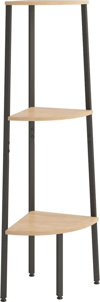vidaXL 3 szintes világosbarna és fekete sarokpolc 45,5 x 31,5 x 120 cm
