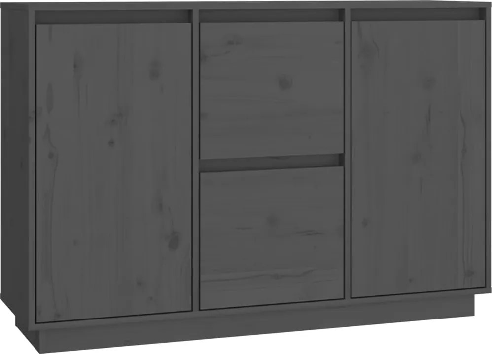 vidaXL szürke tömör fenyőfa tálalószekrény 111 x 34 x 75 cm