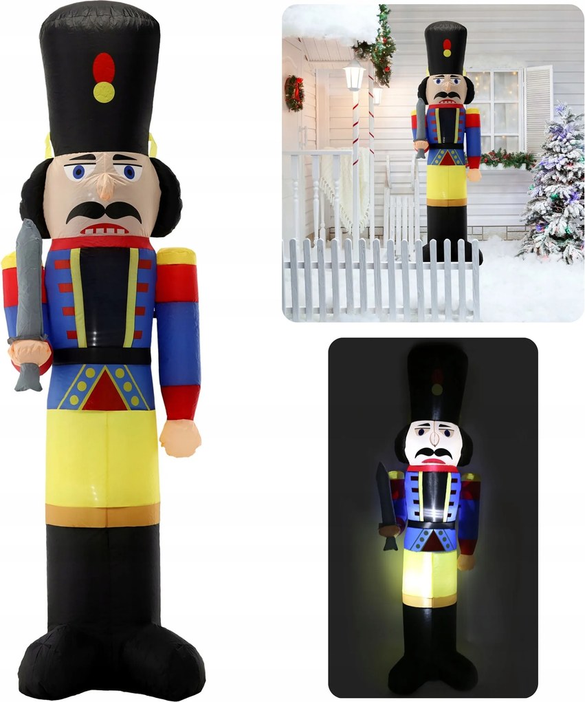 Felfújható LED-es diótörő, karácsonyi dekoráció 230 cm