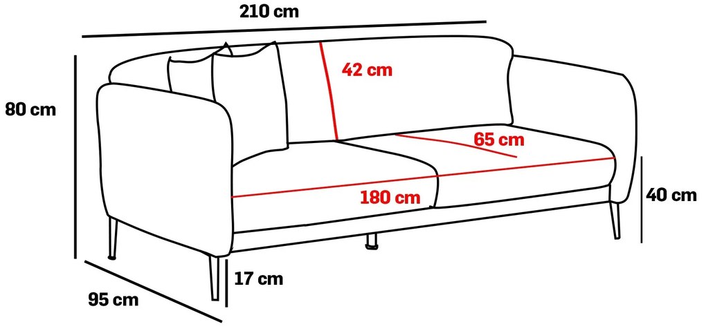 3 személyes kanapéágy Venus 3-Seat - Antracit