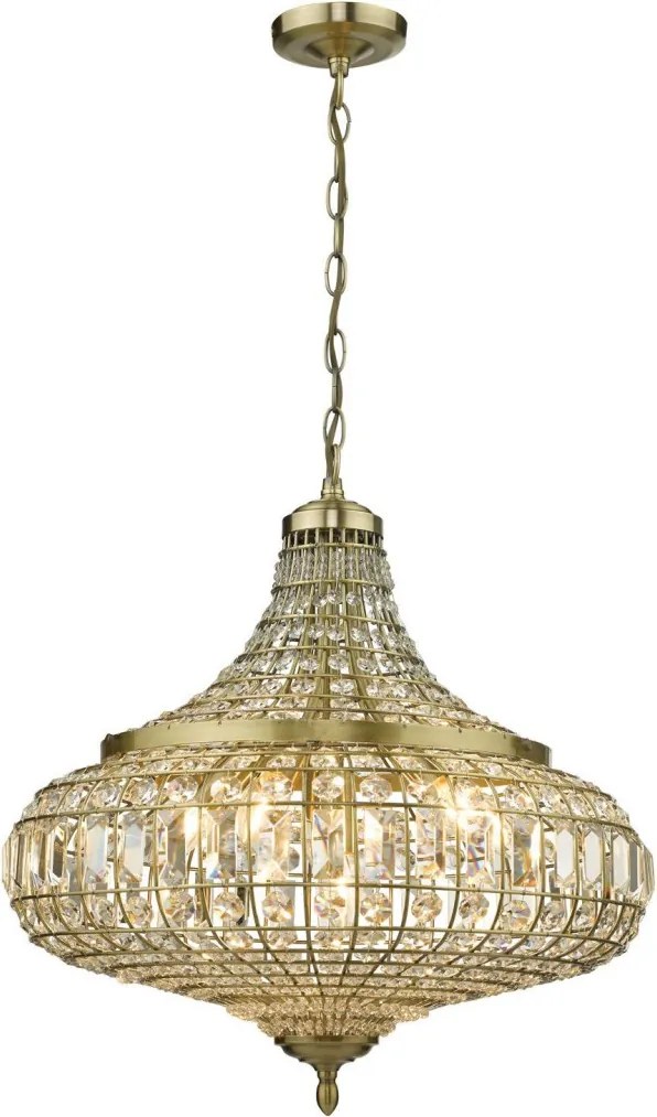 DAR LIGHTING ASM0675 ASARA Kristály Függesztett Lámpa Antik Sárgaréz E14 IP20